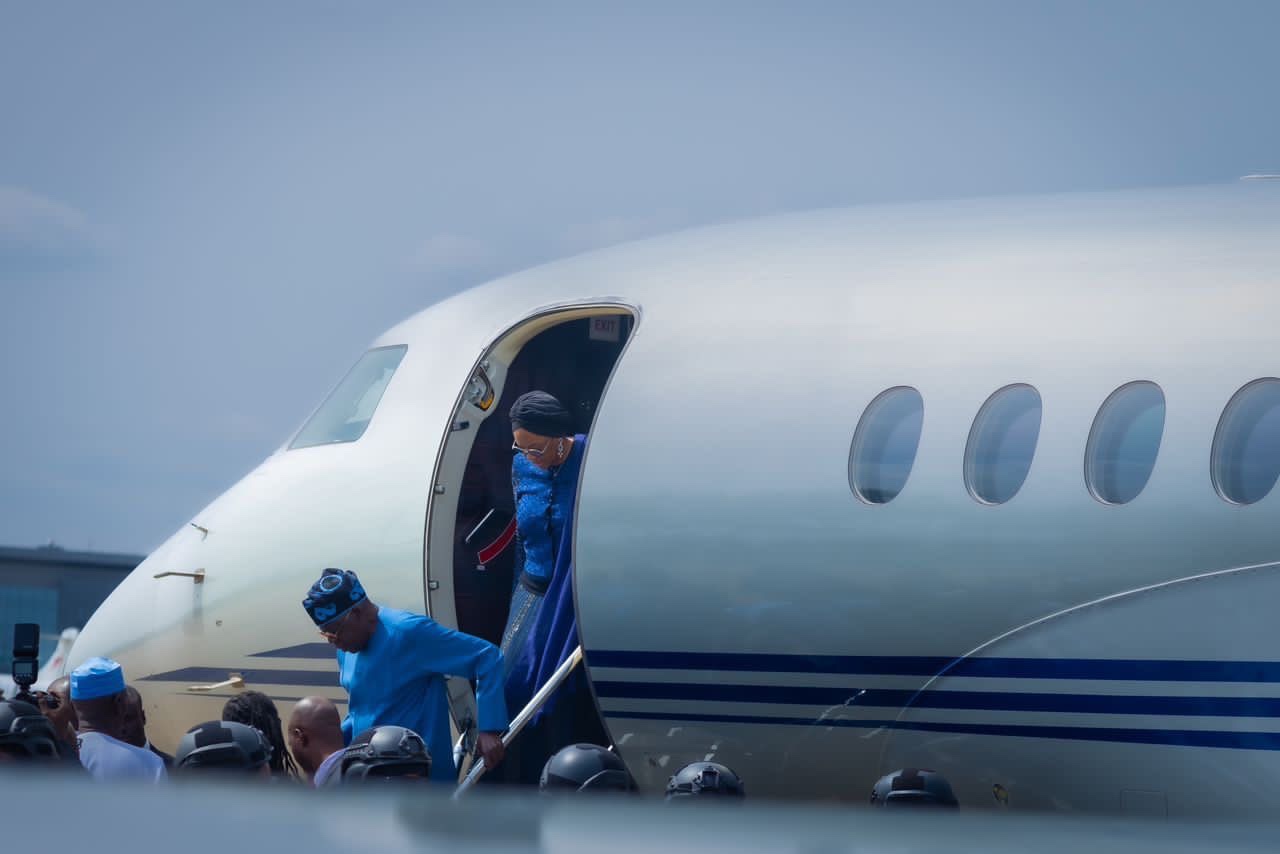 President Elect Asiwaju Bola Ahmed Tinubu arrives Nigeria