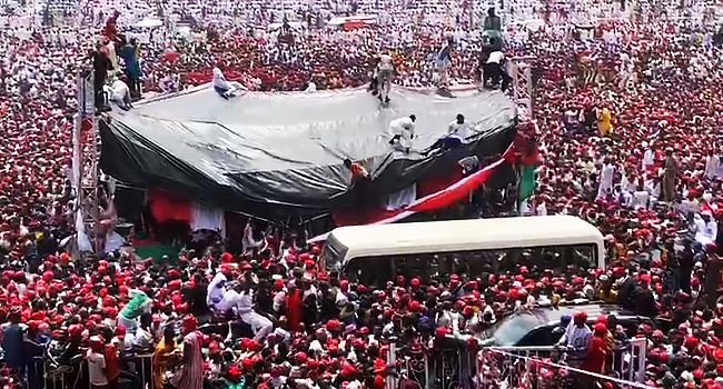 BREAKING:Stage Collapses During Inauguration Of Abba Kabir As Kano Governor