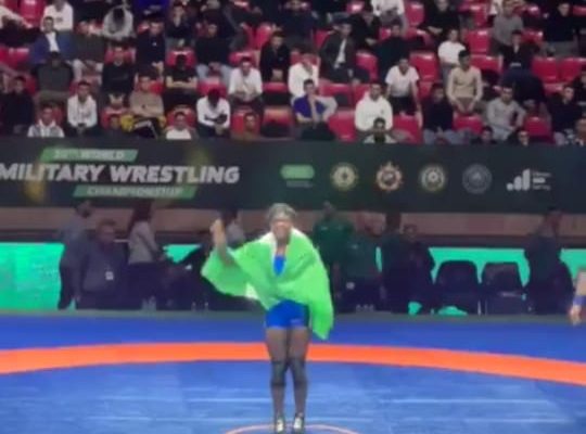 Nigerian female soldier wins gold at world wrestling championship