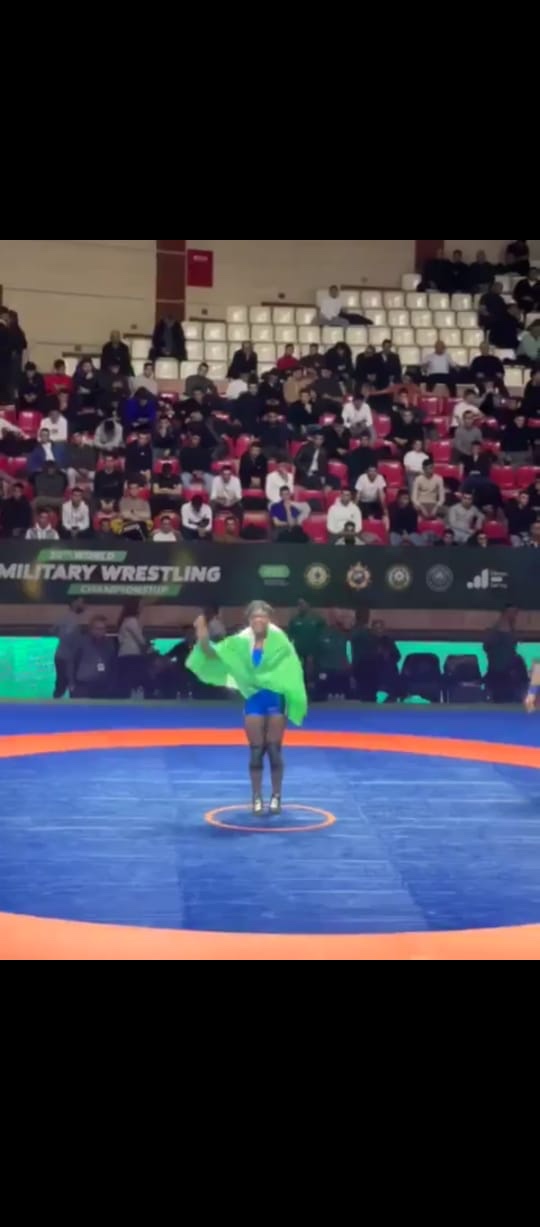 Nigerian female soldier wins gold at world wrestling championship