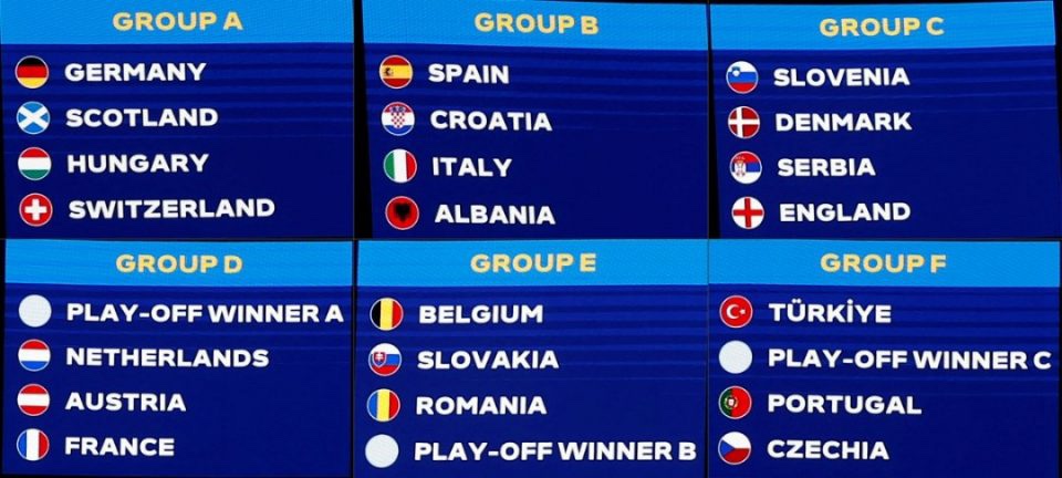 Italy, Spain to meet in Euro 2024 group stage