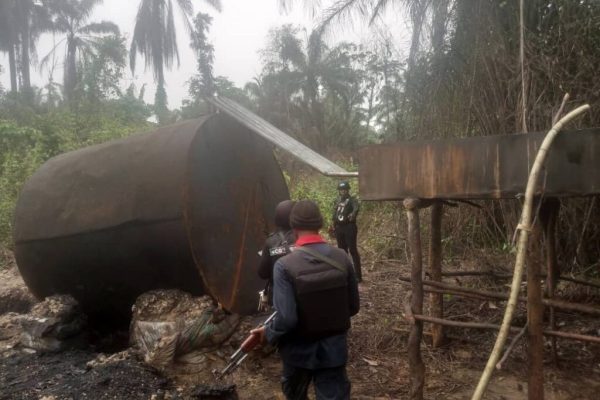 PHOTOS: NSCDC Busts Illegal Refinery Site In Rivers State