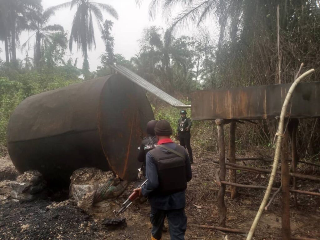 PHOTOS: NSCDC Busts Illegal Refinery Site In Rivers State