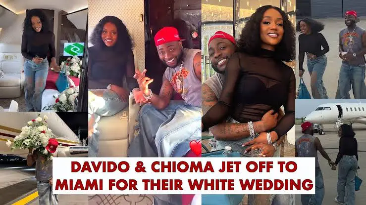 Davido, Chioma jet out to Miami for their white wedding [VIDEO]