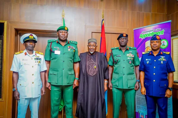 Defence Minister, Badaru receives new service chiefs, stresses unity, strategic direction