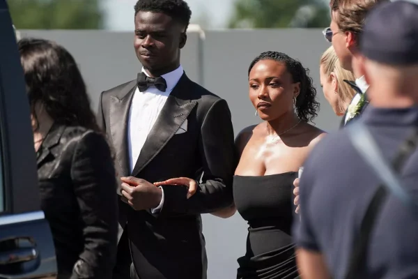 Arsenal winger, Saka proposes to long-term girlfriend, Tolami Benson