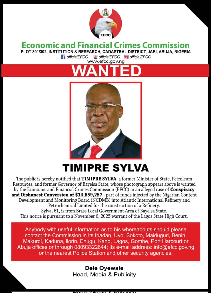$14.8m probe: EFCC puts Sylva on FBI, Interpol watchlist