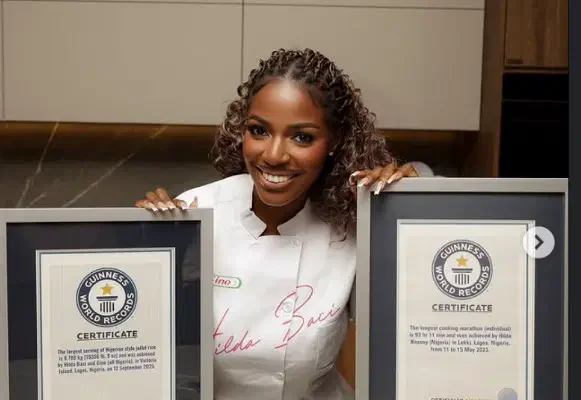 Hilda Baci receives second Guinness World Record plaque for largest jollof rice pot