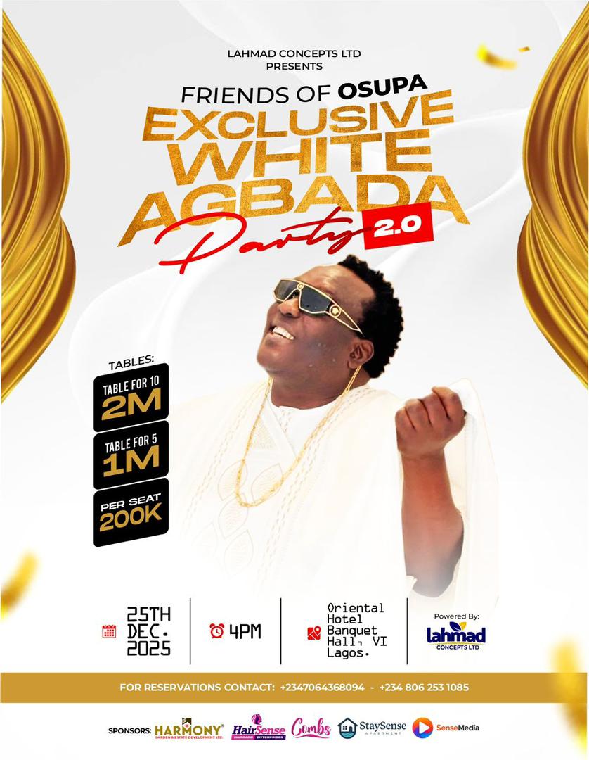 Friends of Osupa returns with Exclusive White Agbada Party 2.0 this Christmas