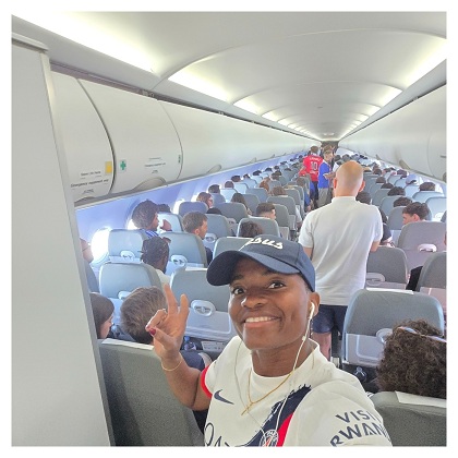 UCL final: Super Falcons captain land in Budapest to support PSG