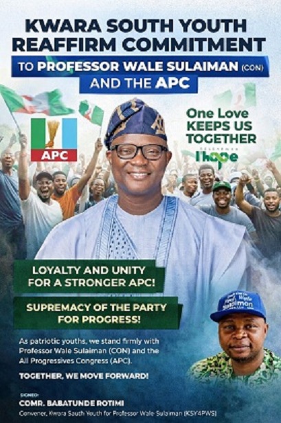 Kwara South Youth reaffirm support for Wale Sulaiman, APC