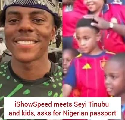 Seyi Tinubu, children meet IShowSpeed at World Cup final