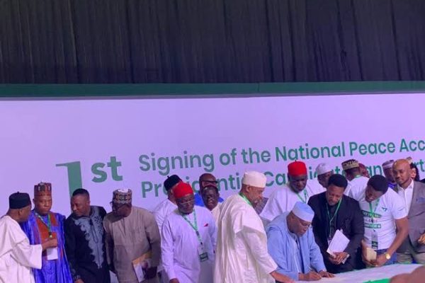 Presidential election: Tinubu, Obi, others sign peace pact as 2027 campaign begins