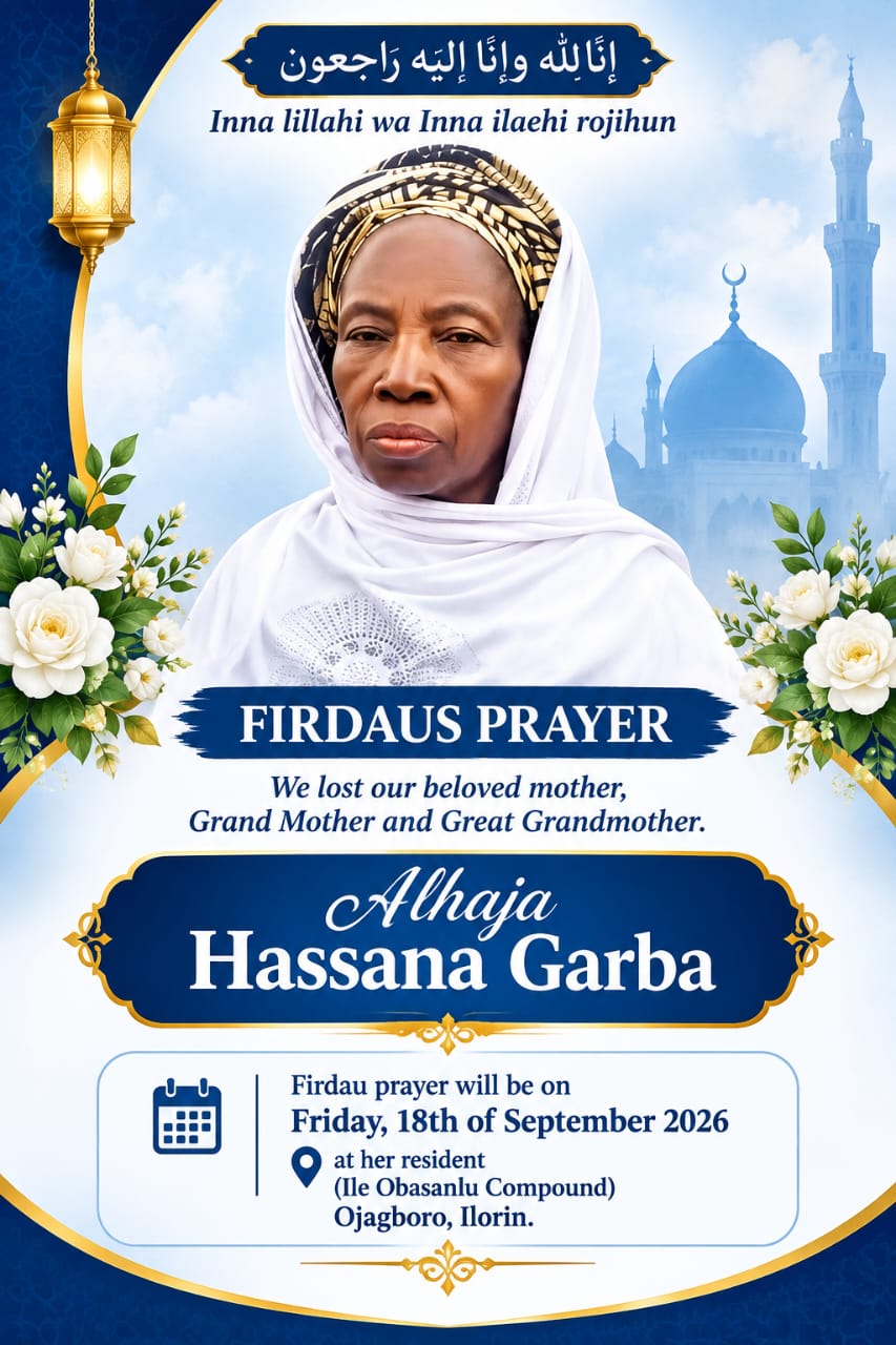 Fidau prayer for late Hajia Garba holds tomorrow in Ilorin