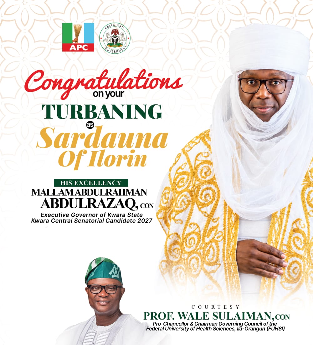 Wale Sulaiman congratulates AbdulRazaq on Sardauna title, hails landmark projects